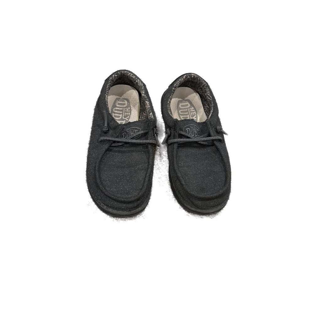 Hey Dude Wally Youth Basic Kids Black Slip On‎ Shoes grey kids size 12